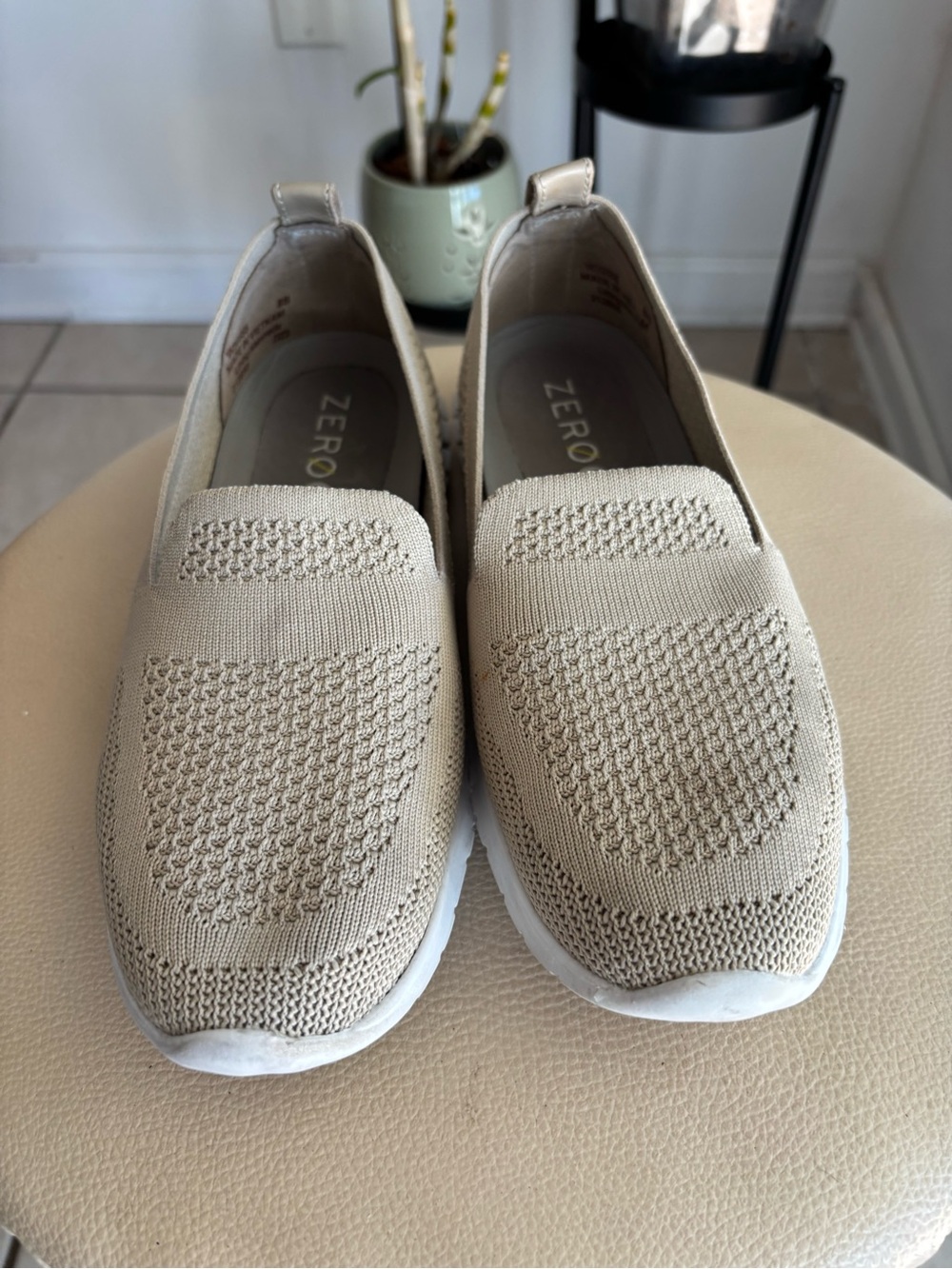 ZeroXposur Women's Slip-On Knit Sneakers in Light Beige